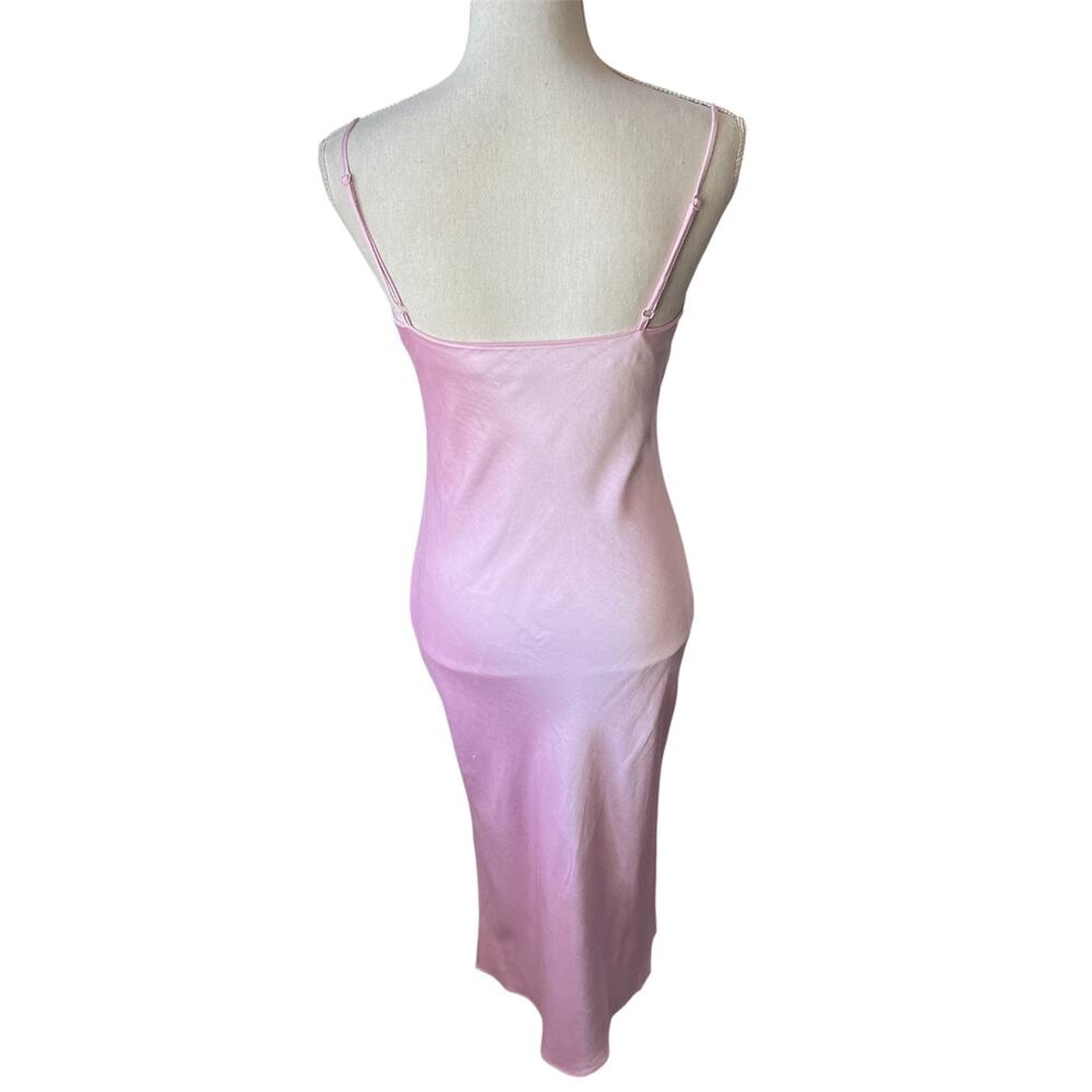 Express pink satin slip dress midi cowl neck sleeveless feminine spring - Picture 5 of 9